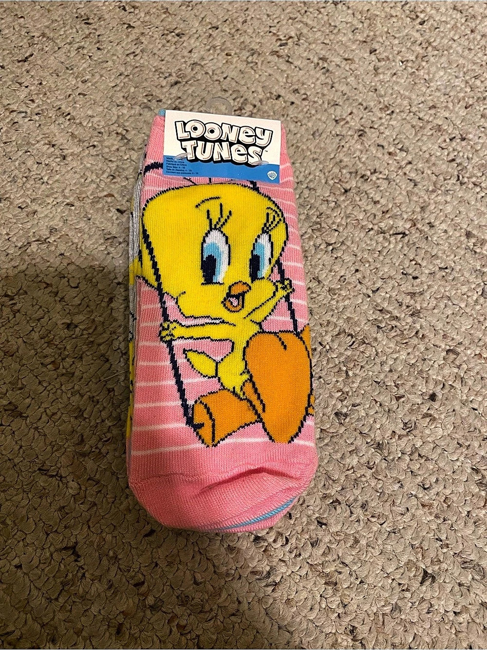 Looney Tunes Tweety Bird Multi-Pack Crew Socks Pink & Yellow